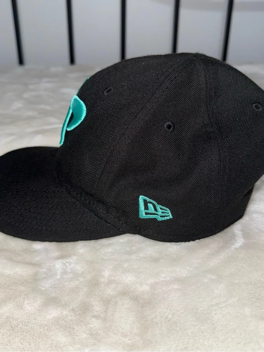 Dude Perfect Kids Black Baseball Cap with Teal Embroidered Logo